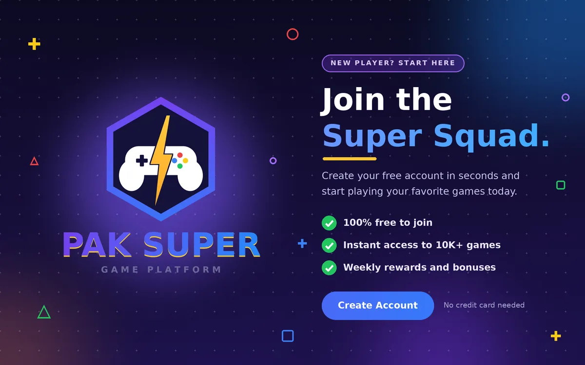 Pak Super registration banner inviting new players to create an account